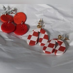 Lot of 2 pairs of quirky polymer clay earrings/costume jewelry